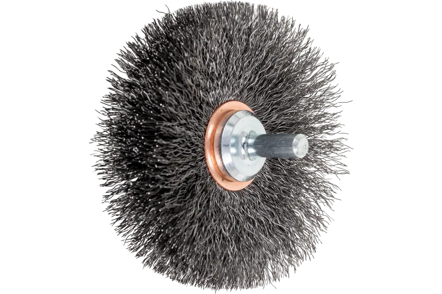 Picture of Pferd Crimped Mounted Wire Wheel Brush 3" Dia. .008 Carbon Steel 1/4" Shank